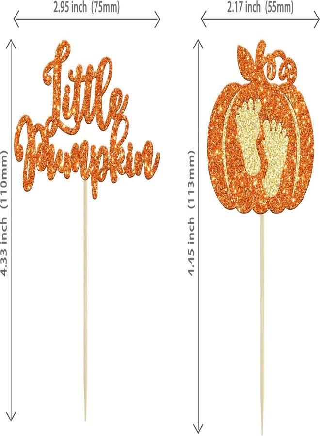 Confetti! 24-Pack Glitter Pumpkin Cupcake Toppers - Little Pumpkin Picks for Baby Showers, Kids' Birthdays, and Fall Harvest Parties - Perfect Autumn party supply Decorations - Image 2